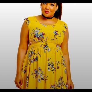 Torrid Yellow Floral Backless Dress